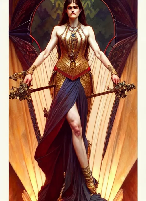 Prompt: alexandra daddario as queen, incredibly detailed face, light semi - open dress, true anatomy, art by artgerm and greg rutkowski and alphonse mucha