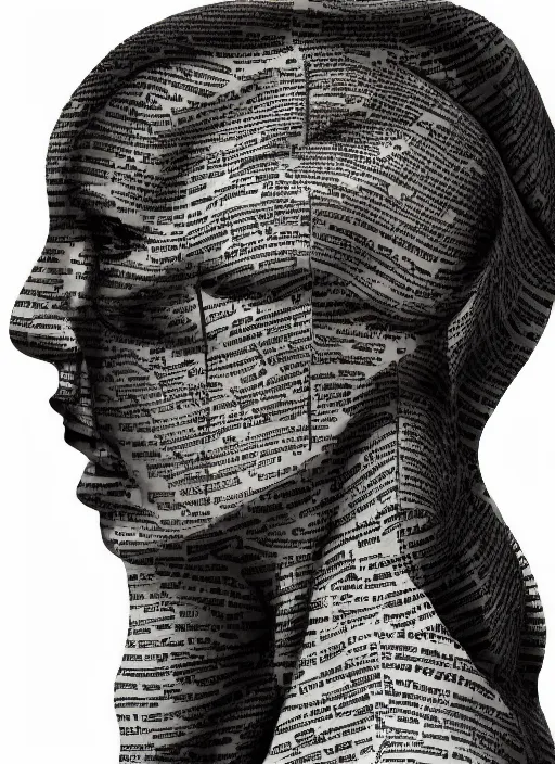 Prompt: a woman's face in profile, made of pages skeleton, in the style of the Dutch masters and Gregory Crewdson, dark and moody