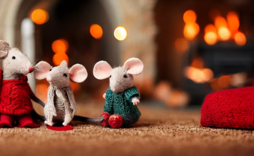 Family of Cute Mice in a Mouse House · Creative Fabrica