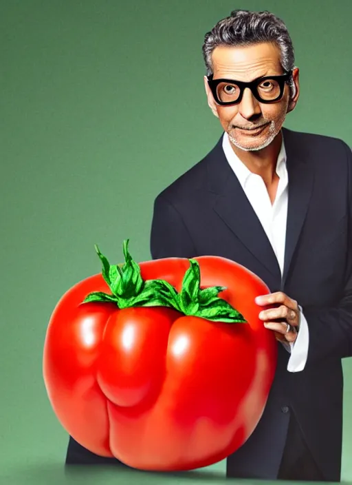 Prompt: jeff goldblum hiding in a giant tomato, inspired by davis jim