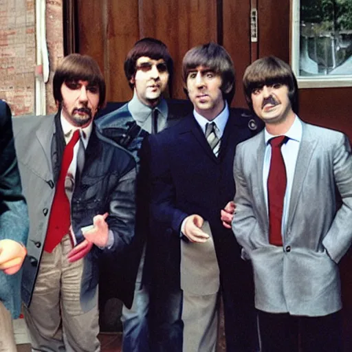 Prompt: nic cage superimposed into a photo as the fifth beatle