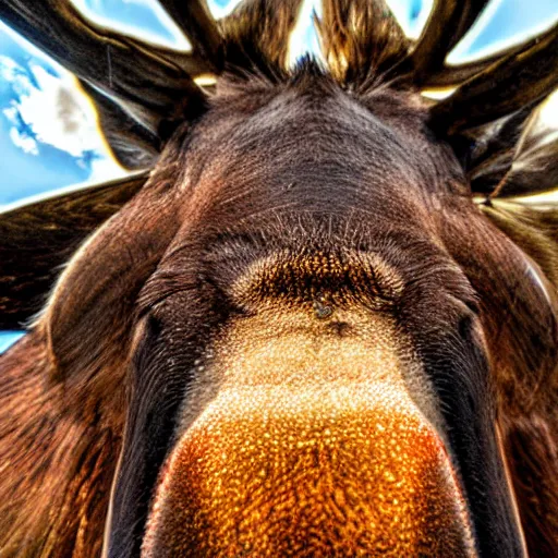 Image similar to close - up fisheye photo of a moose nose