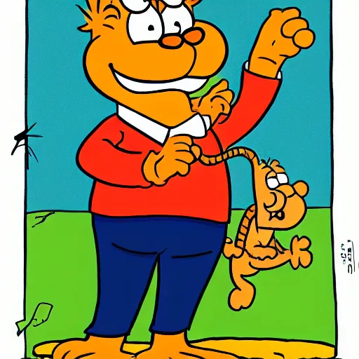 Prompt: garfield illustrated by jim davis