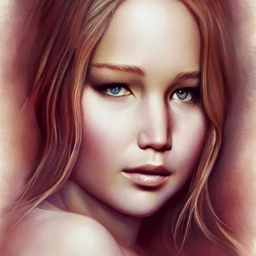 Prompt: portrait of jennifer lawrence by artgerm, wlop, charlie bowater