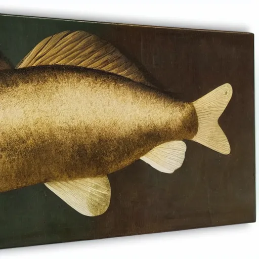 Image similar to a canvas showing a rotten tench