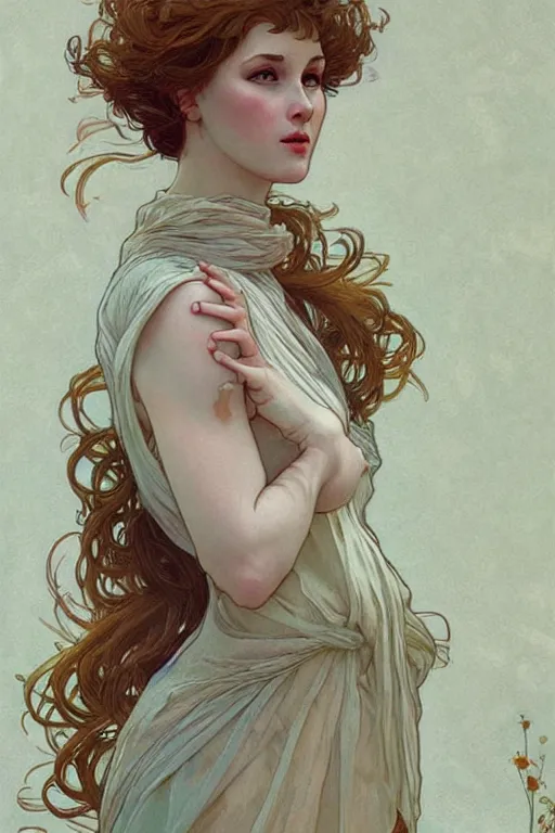 Image similar to beautiful natural coy cottagecore goddess maiden, master life drawing, intricate, elegant, highly detailed, digital painting, artstation, concept art, smooth, sharp focus, illustration, art alphonse mucha and james gurney and wlop