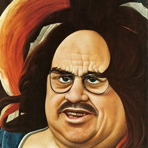 Image similar to angry Danny Devito, painting by Sandro Botticelli, detailed, 4k