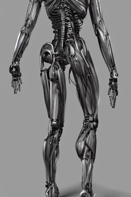 Prompt: full body female human anatomy concept, cyborg, medical anatomy, cybernetic implants, gun metal grey, muscular system reference, monkey arms, digital art, in the style of ruben alba, aaron sims, amanda lilleston, luka mivsek, bryan christie, ranjit ghosh, artstation, pinterest, deviantart, photoshop, zbrush, octane render, unreal engine