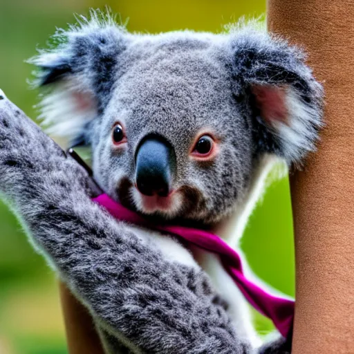 Image similar to baby koala wearing a scarf, 4k photography