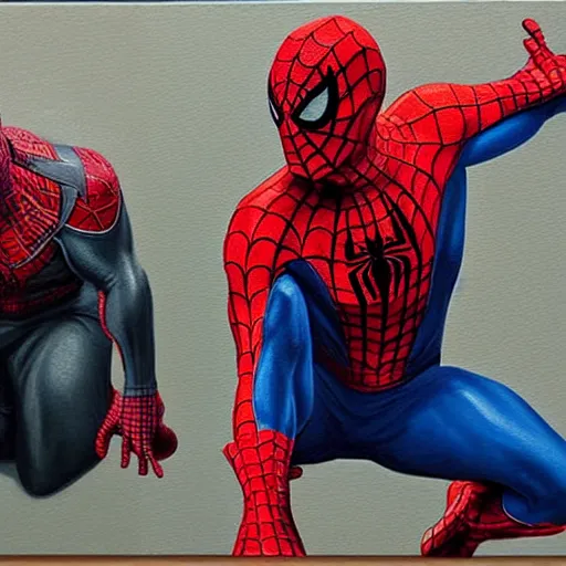 Image similar to spiderman and daredevil, detailed painting