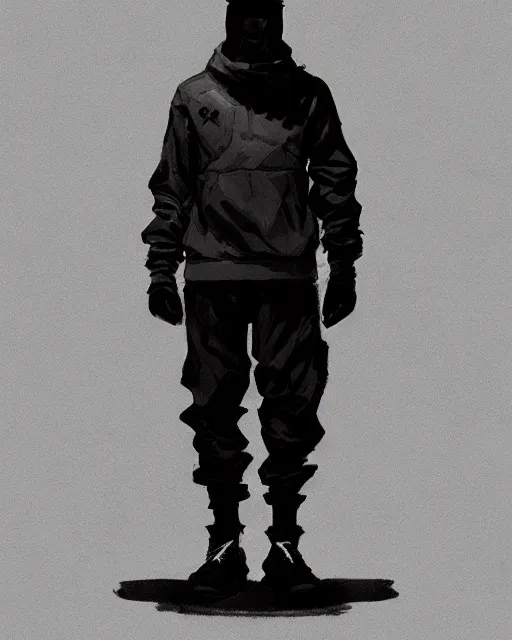 Image similar to Medium shot of a character wearing Nike ACG+Acronym+Riot Division in the style of greg rutkowski