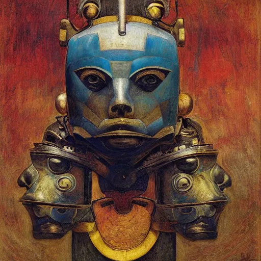 Prompt: the robot king with his bird mask, by Annie Swynnerton and Diego Rivera and Elihu Vedder, symbolist, dramatic lighting, elaborate geometric ornament, Art Brut, soft cool colors,smooth, sharp focus, extremely detailed, Adolf Wölfli and Donato Giancola