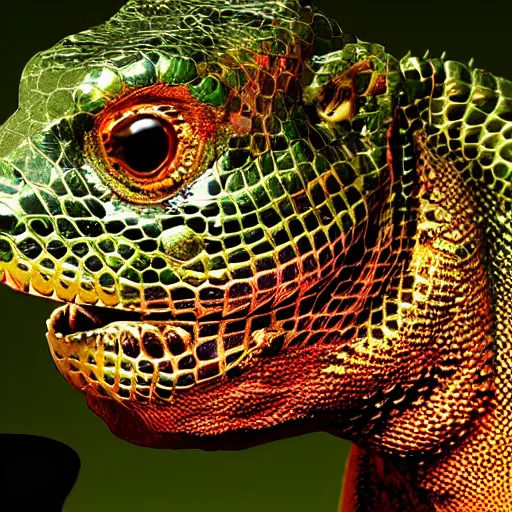 Image similar to hyperrealistic!! Reptile singer live at X-Factor, High resolution, 8K