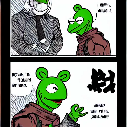 Prompt: kermit manga