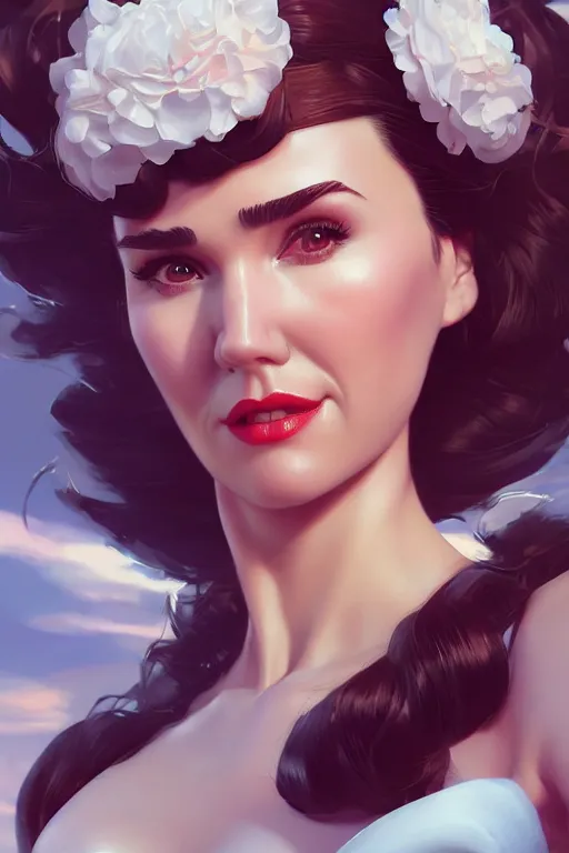 Prompt: a pin up and beautiful fashion charming dreamlke jennifer connelly, character art, art by artgerm lau and wlop and and ilya kuvshinov and john singer sargent, hyperdetailed, 8 k realistic, symmetrical, frostbite 3 engine, cryengine, dof, trending on artstation, digital art