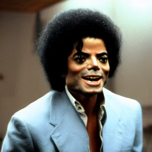 Image similar to michael jackson talking to the jacksons 5 afro michael jackson, movie still 8 k hdr atmospheric lighting