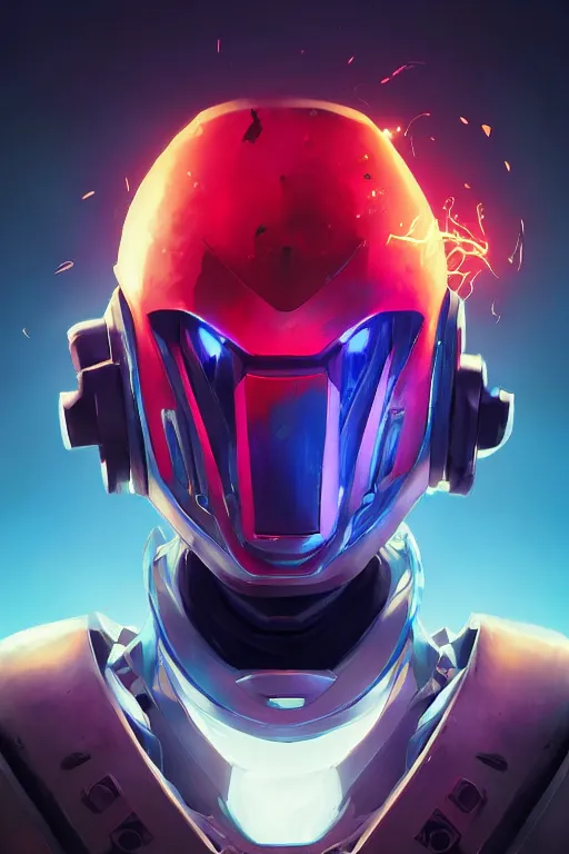 Image similar to epic mask helmet robot ninja portrait stylized as fornite style game design fanart by concept artist gervasio canda, behance hd by jesper ejsing, by rhads, makoto shinkai and lois van baarle, ilya kuvshinov, rossdraws global illumination radiating a glowing aura global illumination ray tracing hdr render in unreal engine 5