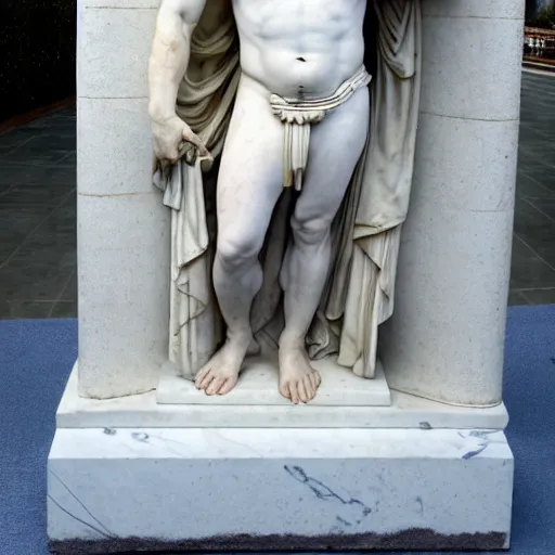 Prompt: russell crowe as a greek marble statue