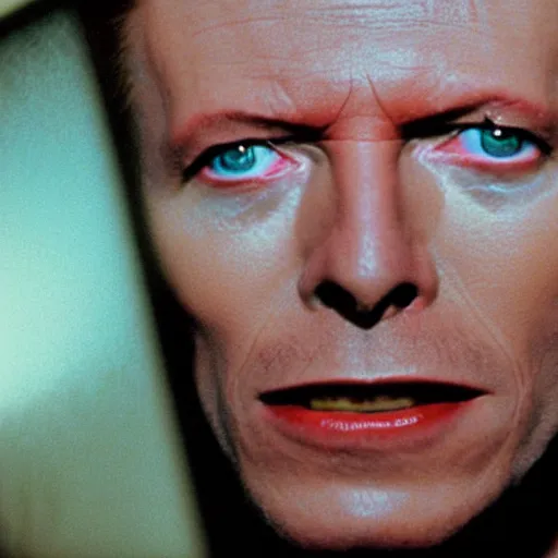 Image similar to film still of David Bowie as David Bowman in 2001 a space odyssey, 4k