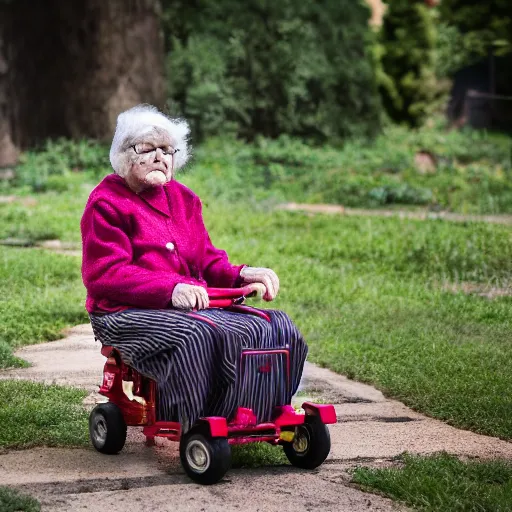 Image similar to elderly woman as a toy truck, canon eos r 3, f / 1. 4, iso 2 0 0, 1 / 1 6 0 s, 8 k, raw, unedited, symmetrical balance, wide angle