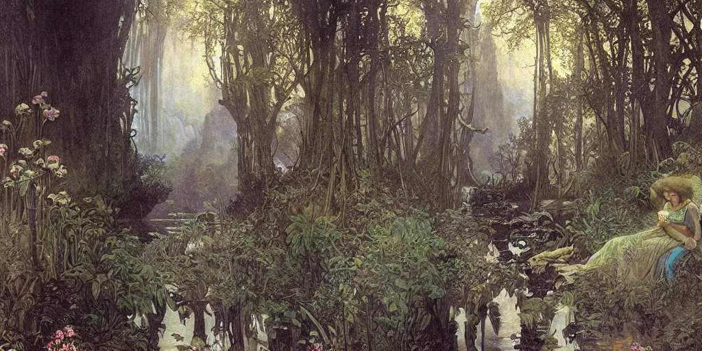 Prompt: ghost river eery atmosphere beautiful artwork matte painting detailed painting by ferdinand knab by alphonse mucha by greg rutkowsky