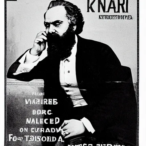 Image similar to karl marx cologne advertisement, black and white