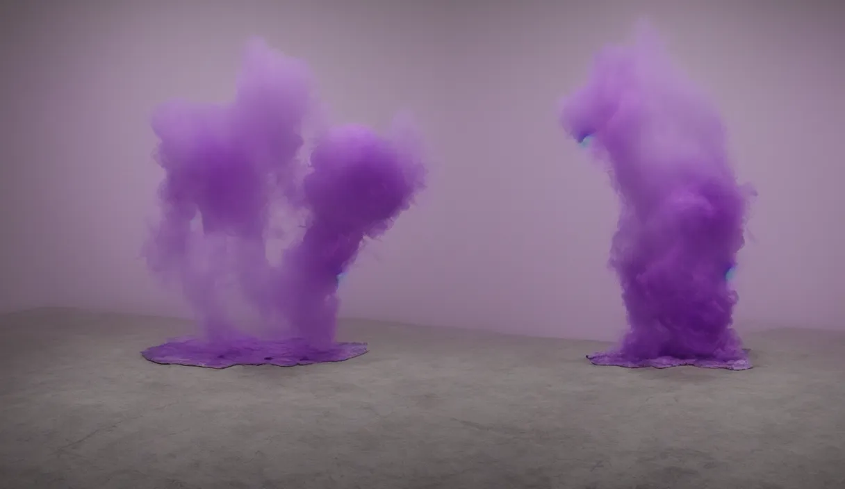 Prompt: artwork by pierre huyghe and paul thek with wax melting, purple smoke, sigma, 8 k, 3 5 mm, f / 3 2