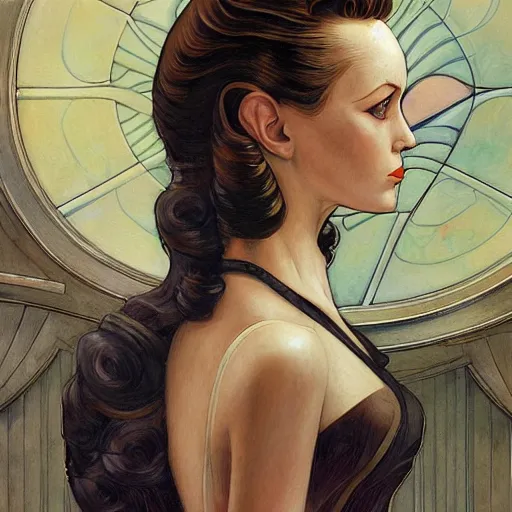 Prompt: a streamline moderne, art nouveau, ( ( dieselpunk ) ) painting in the style of charlie bowater, and in the style of donato giancola, and in the style of charles dulac. symmetry, smooth, sharp focus, semirealism, intricate symmetrical ultrafine background detail.