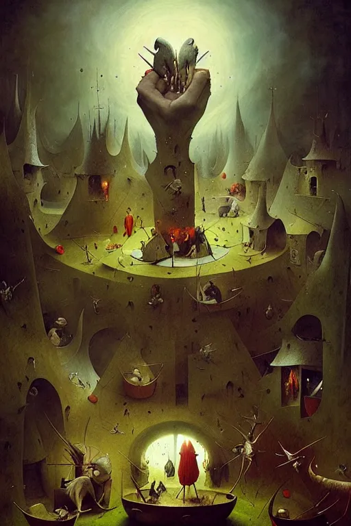 Image similar to hieronymus bosch, greg rutkowski, anna podedworna, painting of bring home the pain