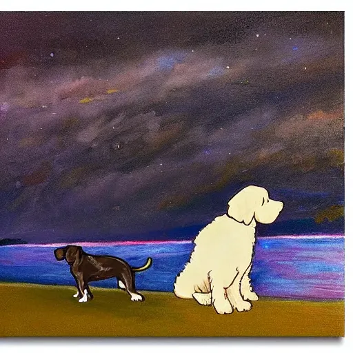 Image similar to dog walking in the night panting