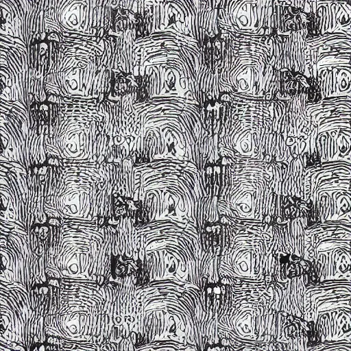 Image similar to thom yorke's face, whimsical repeating wallpaper pattern