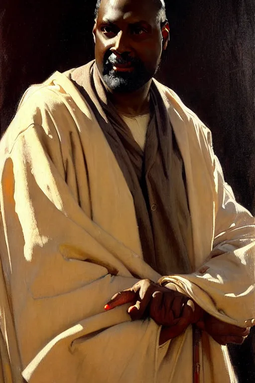 Prompt: leyendecker and solomon joseph solomon and richard schmid and jeremy lipking victorian loose genre loose painting full length portrait painting of jesus