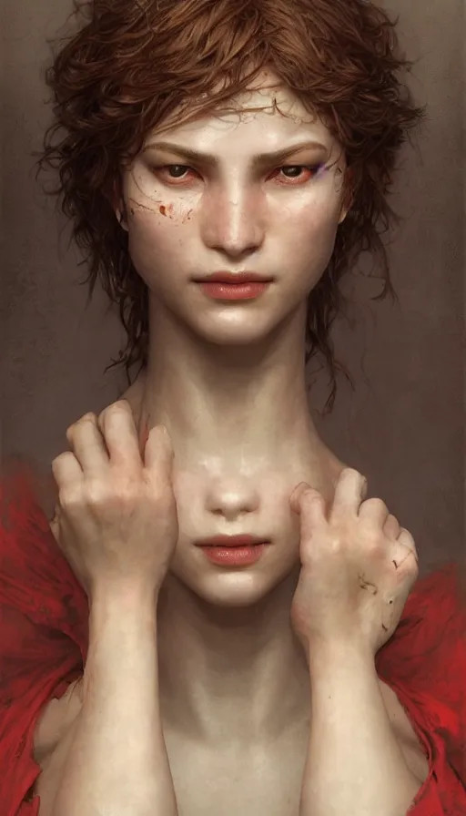 Image similar to epic masterpiece ignorance, drama, sweaty skin, hyperrealistic, octane render, cinematic, beautiful face and flawless skin, perfect hands, 5 fingers, ruby by Edgar Maxence and Ross Tran and Michael Whelan, Legends of Runeterra