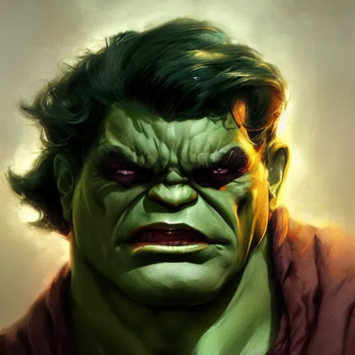 Prompt: a bodybuilder Hulk joker Android head in Rococo art, Greg rutkowski Trending artstation