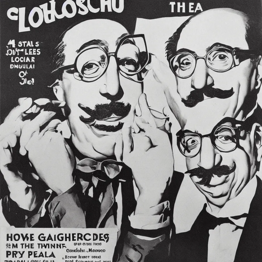 Image similar to advertisement featuring groucho marx on a tin of loose leaf tea