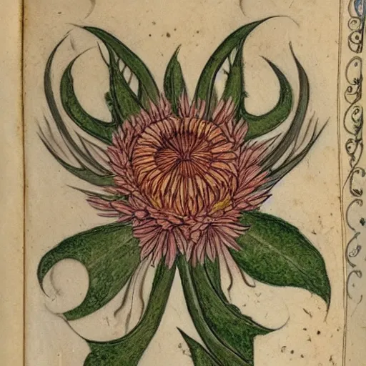 Image similar to detailed flower illustrations from the Voynich manuscript