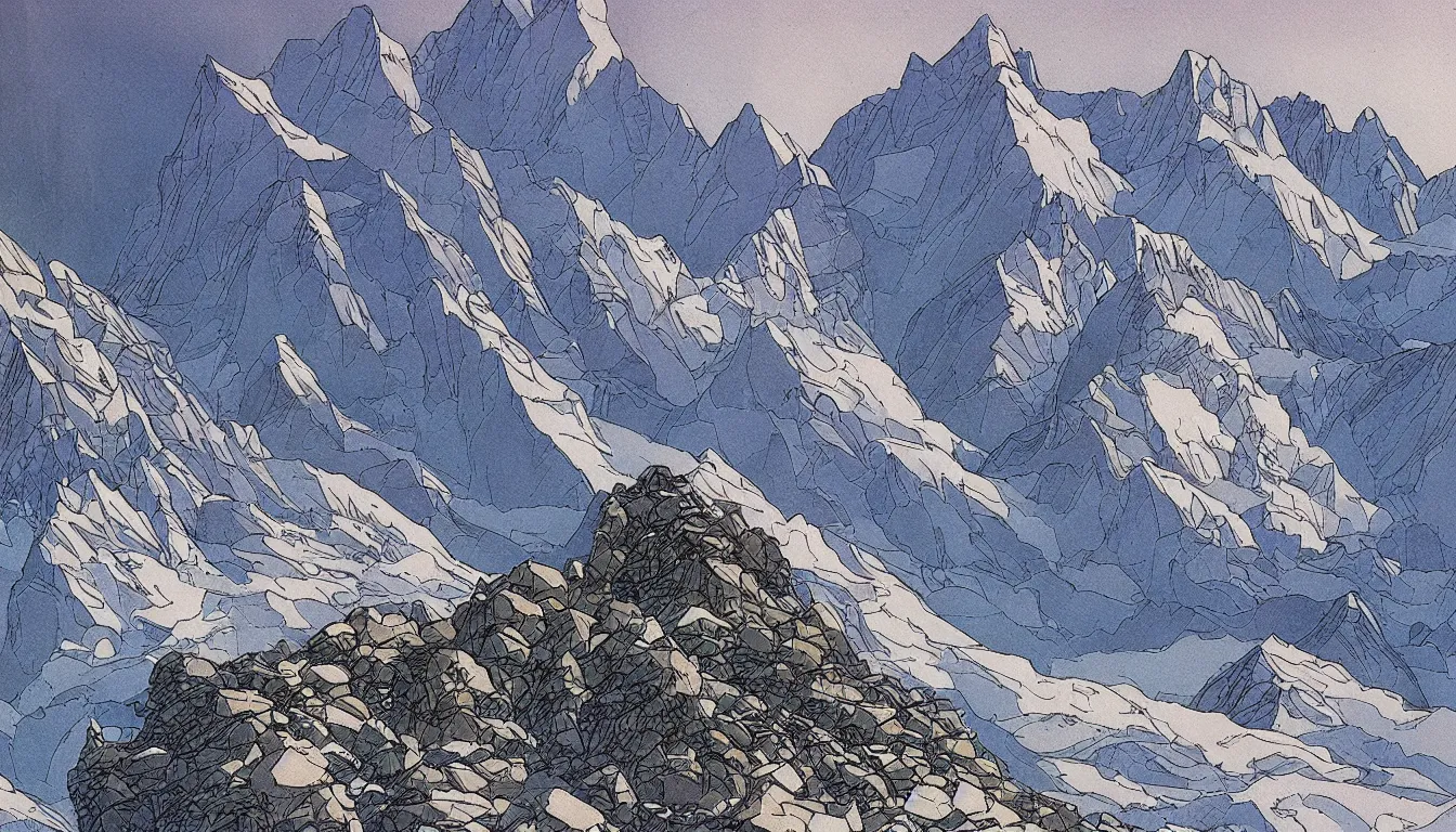 Prompt: himalayas by moebius