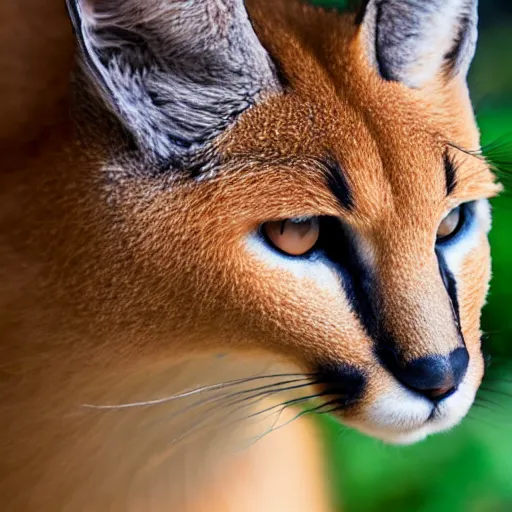 Prompt: high quality closeup shot of a caracal