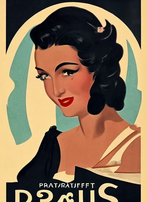 Prompt: portraitbeautiful and glamorous black-haired woman, smooth hair, arab, 1940s propaganda poster, full hd,highly detailed