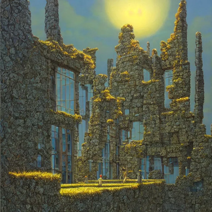 Image similar to a building in a landscape, by michael whelan