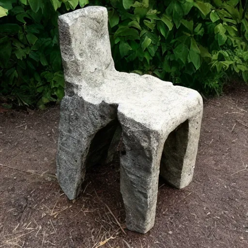 Image similar to A chair made by a drunk caveman, stone chair