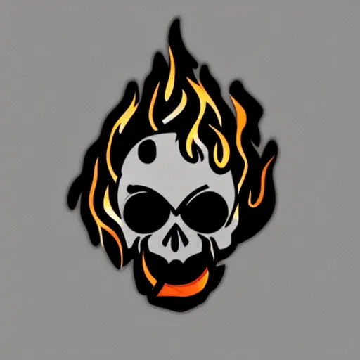 Prompt: a retro minimalistic menacing clean skull with roaring fire flame enamel pin, hd, concept art