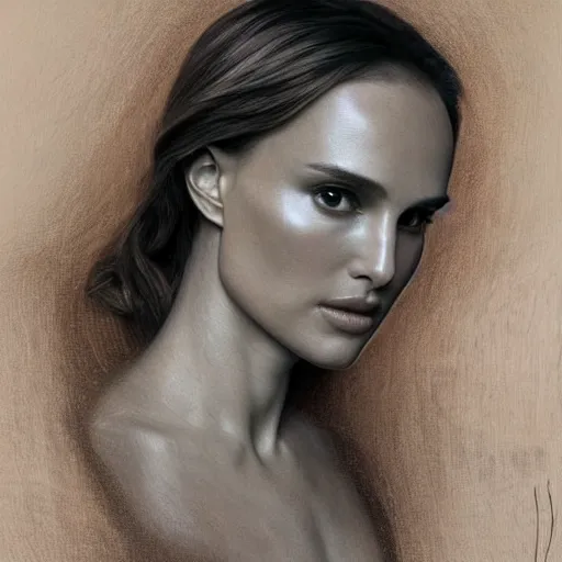 Image similar to “Natalie Portman highly detailed portrait, organic cyborg, raku, diffuse lighting, fantasy, intricate, elegant, highly detailed, lifelike, photorealistic, digital painting, artstation, illustration, concept art, smooth, sharp focus, art by John Collier and Albert Aublet and Krenz Cushart and Artem Demura and Alphonse Mucha”