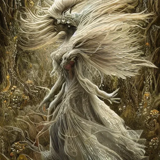 Prompt: a beautiful new creature from folklore, clear detailed view. ethereal fantasy art by bjarke pedersen