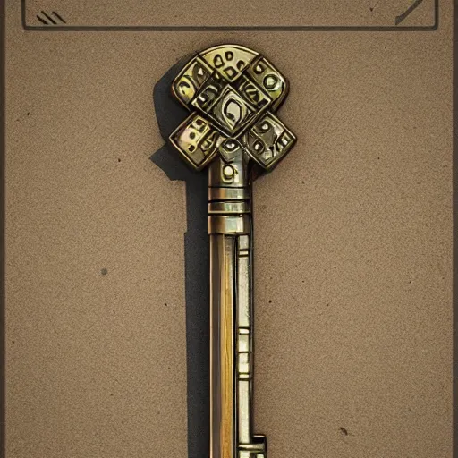 Image similar to metal key for the doors, rpg game inventory item, stylized, perspective view, ArtStation concept