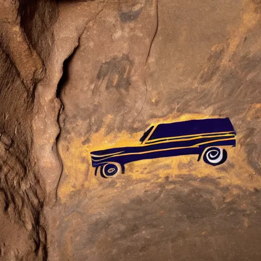 Image similar to cave painting of a car