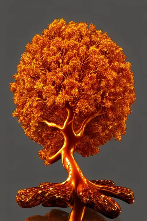 Prompt: a tree, made of amber, intricate, elegant, highly detailed, smooth, sharp focus, artstation