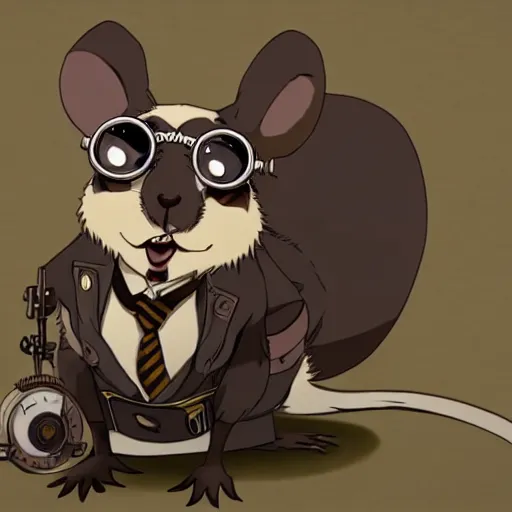 Image similar to a rat with steampunk googles, by Wit Studio