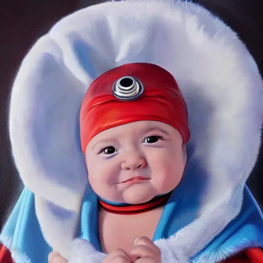 Image similar to portrait of a baby seal super hero, oil painting by alex ross