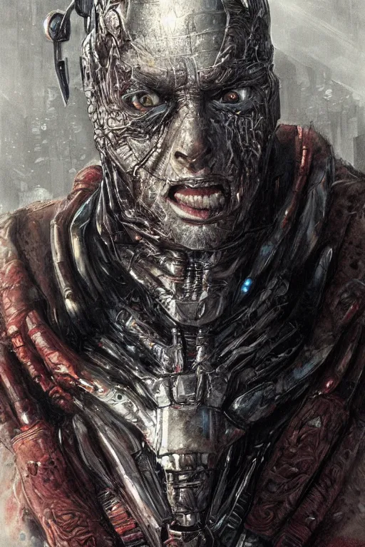 Prompt: realistic portrait beautiful concept art of home alone 2 movie scene when kevin mutate into cyborg. horror, created by gustave dore and greg rutkowski, high detailed, smooth draw, synthwave neon retro, intricate, trending on artstation.